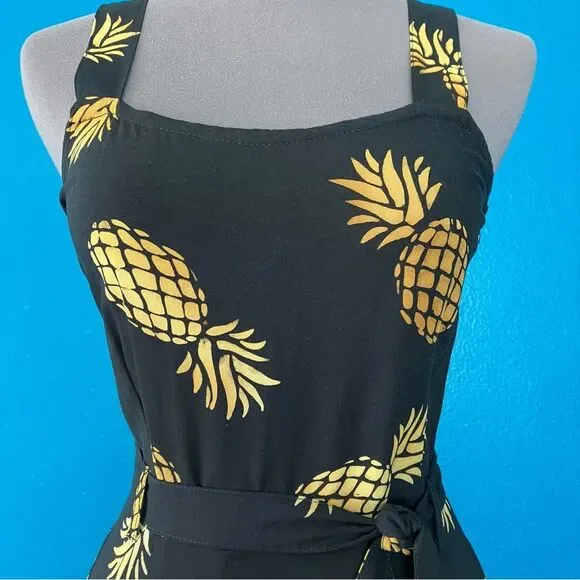 Sugarhill Brighton 70s Elva Midi Slip Dress in Handcrafted Pineapple Batik XS - Picture 4 of 14